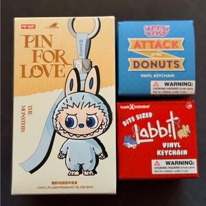 Labubu Pin for Love, KidRobot Attack of the Donuts and Bite Sized Labbit trio